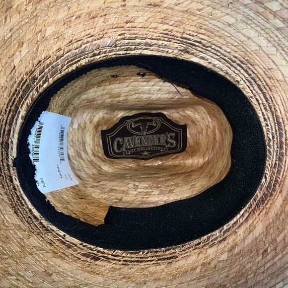 Cavenders Ranch Collection Western Hat Mens Tan Straw Leather Trim OSFM Cowboy - Picture 9 of 10